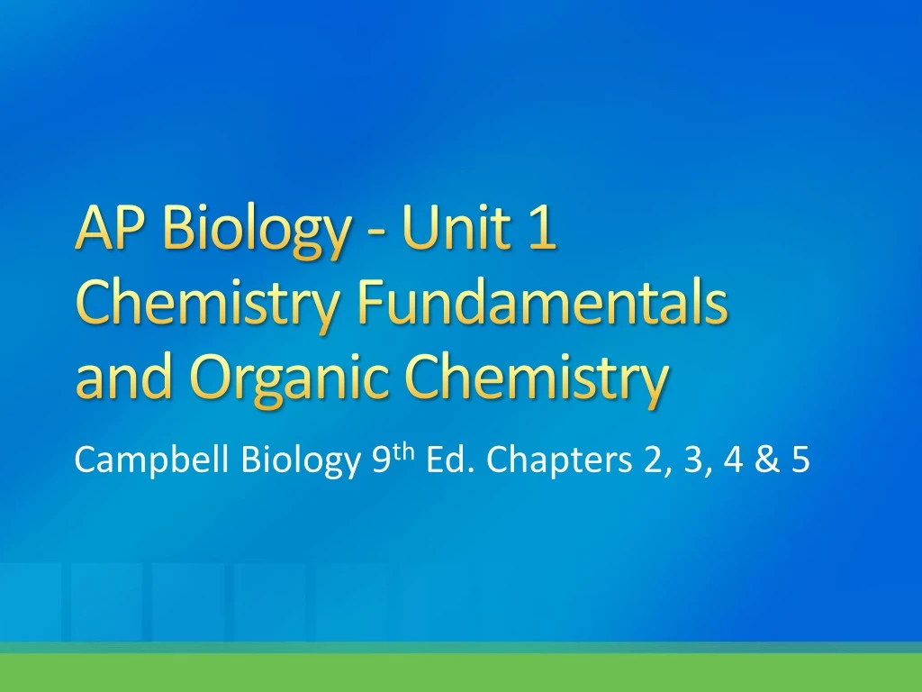 ap biology unit 1 chemistry fundamentals and organic chemistry