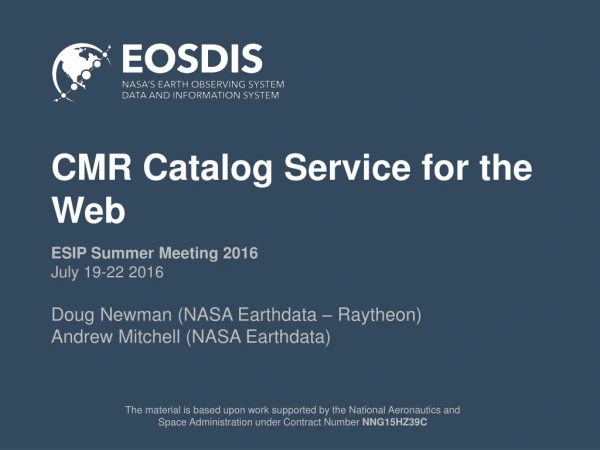 CMR Catalog Service for the Web