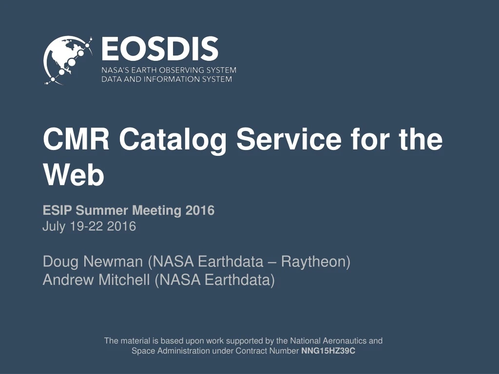 cmr catalog service for the web