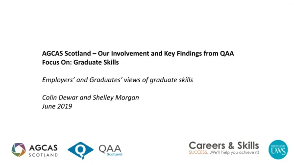 AGCAS Scotland – Our Involvement and Key Findings from QAA Focus On: Graduate Skills