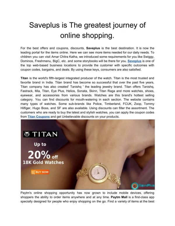 saveplus is the greatest journey of online