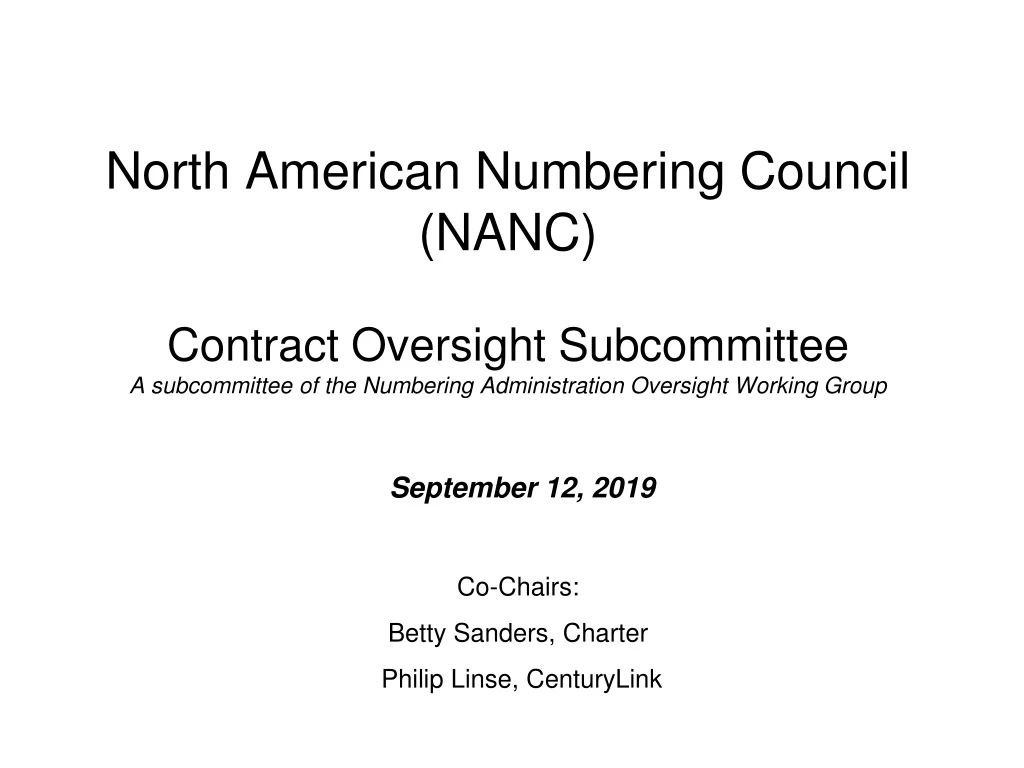 north american numbering council nanc contract