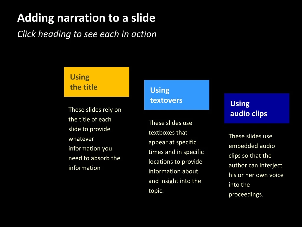 adding narration to a slide click heading