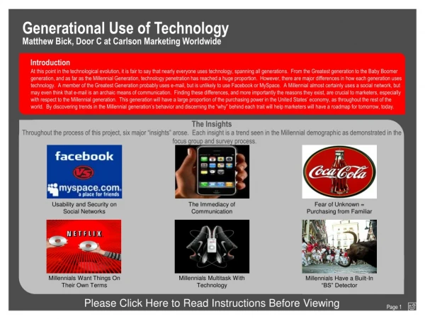 Generational Use of Technology Matthew Bick, Door C at Carlson Marketing Worldwide