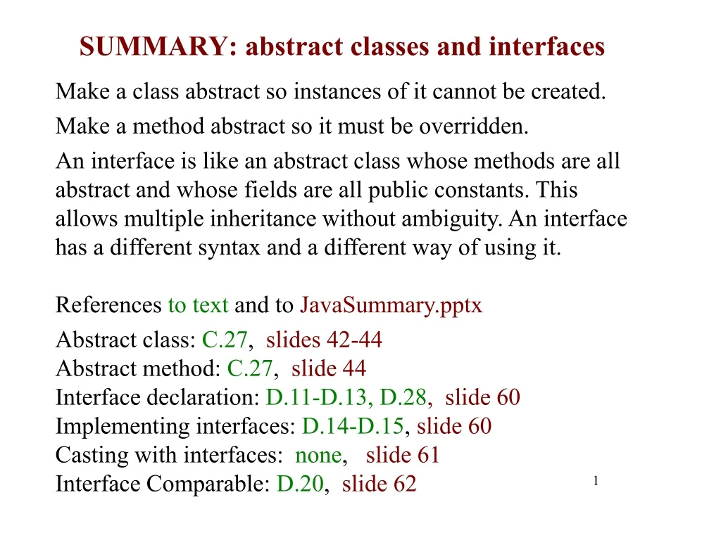 summary abstract classes and interfaces