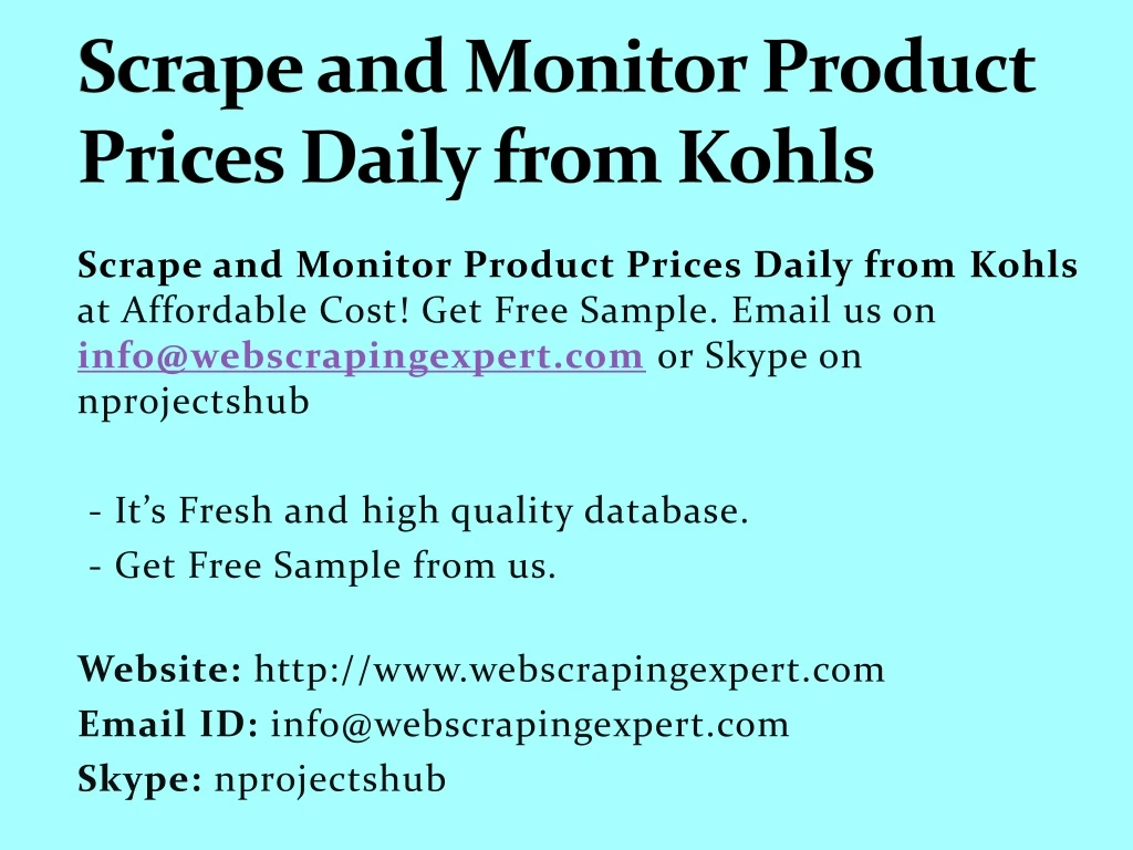 scrape and monitor product prices daily from kohls