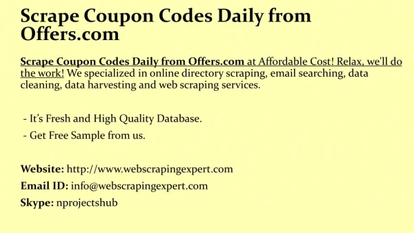 scrape coupon codes daily from offers com