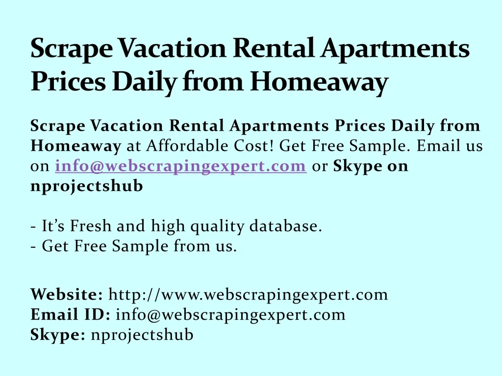 scrape vacation rental apartments prices daily from homeaway