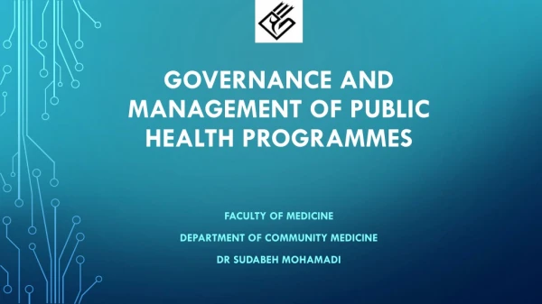 Governance and management of public health programmes