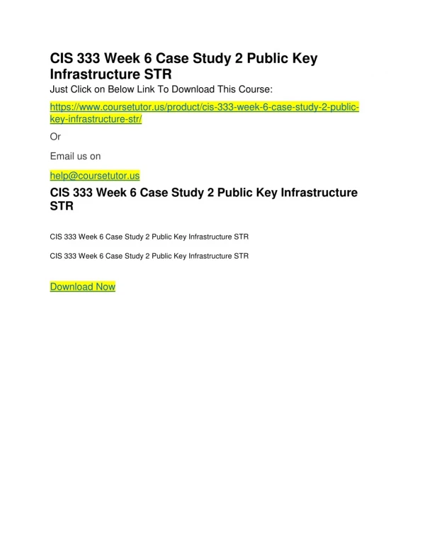 cis 333 week 6 case study 2 public