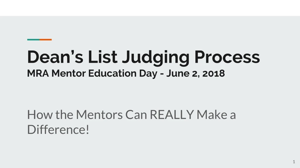 dean s list judging process mra mentor education day june 2 2018