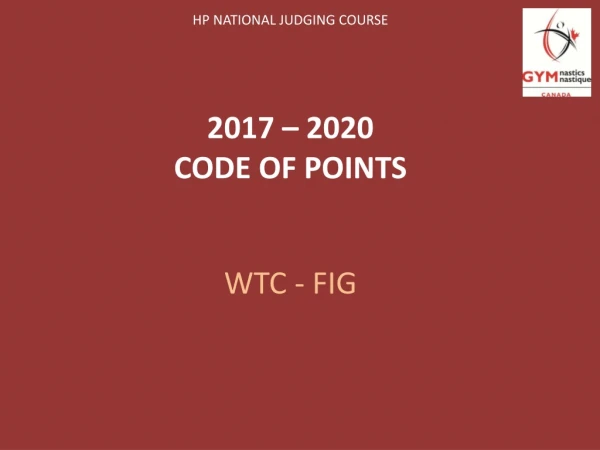2017 – 2020 CODE OF POINTS