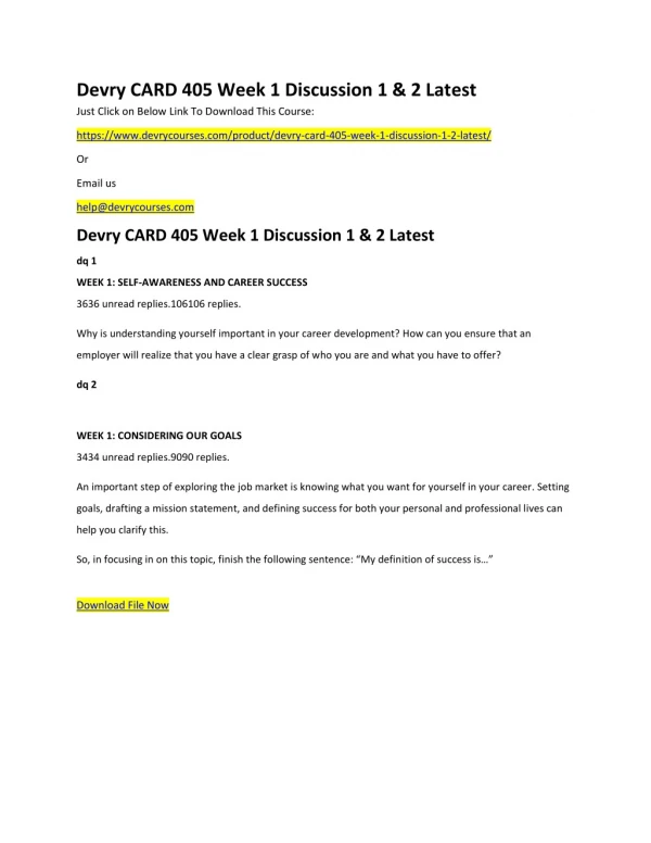 devry card 405 week 1 discussion 1 2 latest just