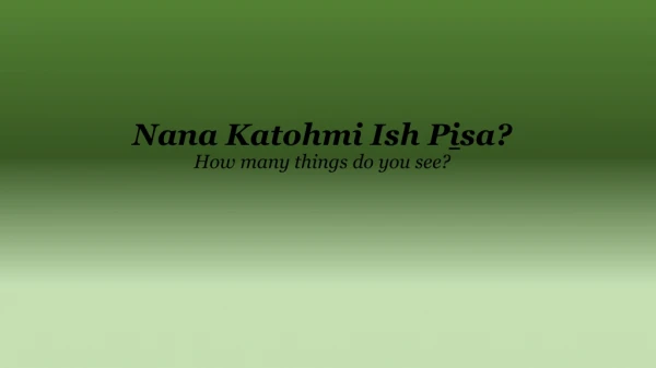 Nana K atohmi I sh P i sa ? How many things do you see?