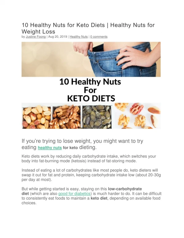 10 Healthy Nuts for Keto Diets- Affordable Healthy Food Online
