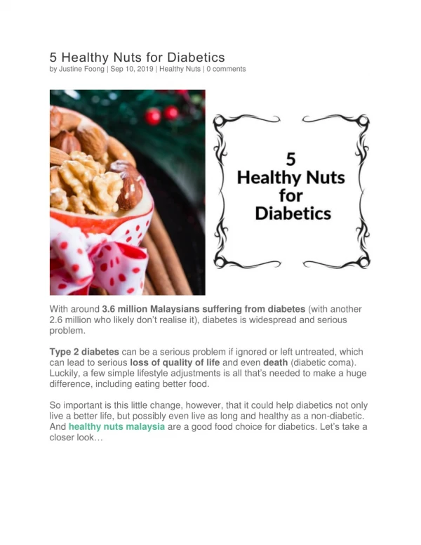 5 Healthy Nuts for Diabetic - Buy Healthy Food Online