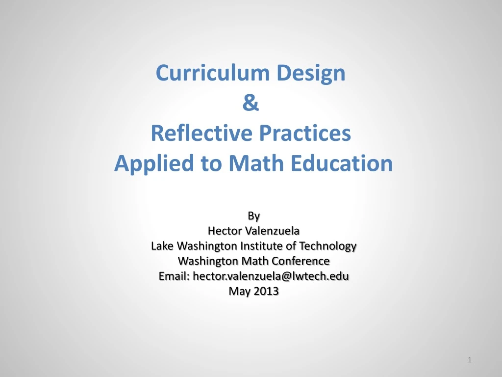 curriculum design reflective practices applied