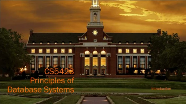 CS5423 Principles of Database Systems