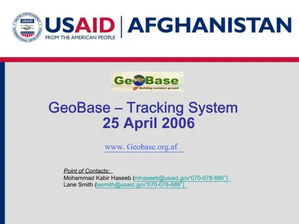 GeoBase Tracking System 25 April 2006