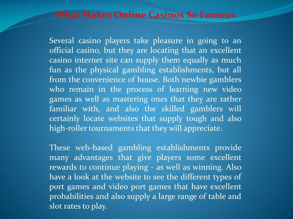 what makes online casinos so famous