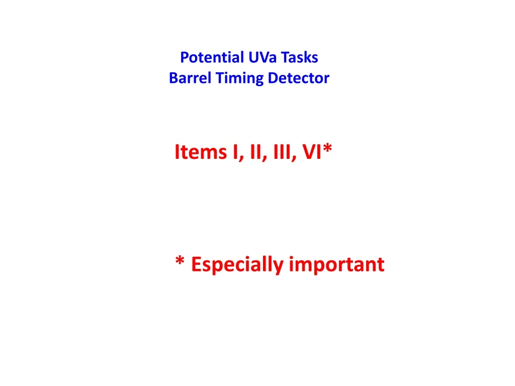 potential uva tasks barrel timing detector