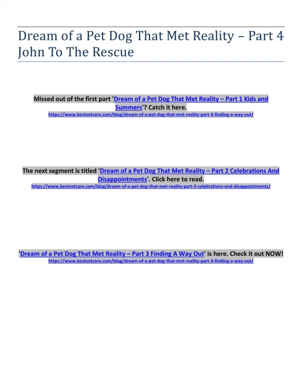 dream of a pet dog that met reality part 4 john