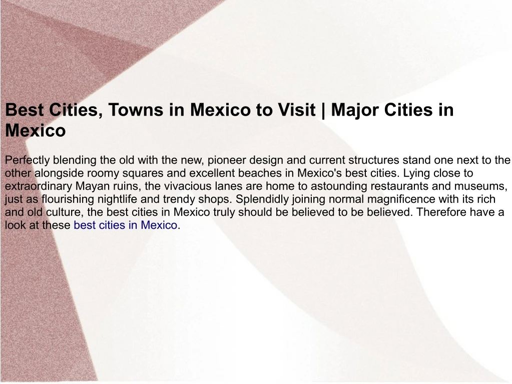 best cities towns in mexico to visit major cities