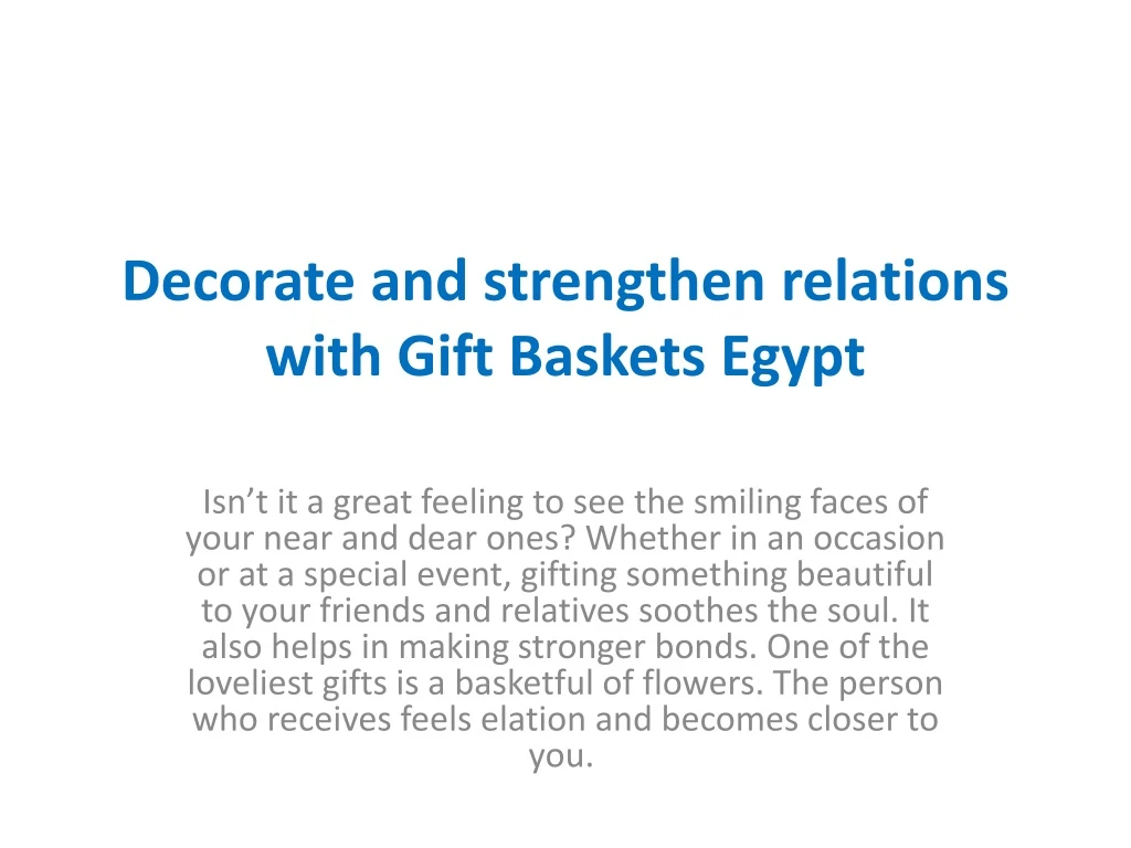 decorate and strengthen relations with gift baskets egypt