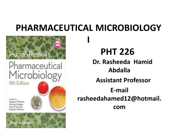PHARMACEUTICAL MICROBIOLOGY I PHT 226