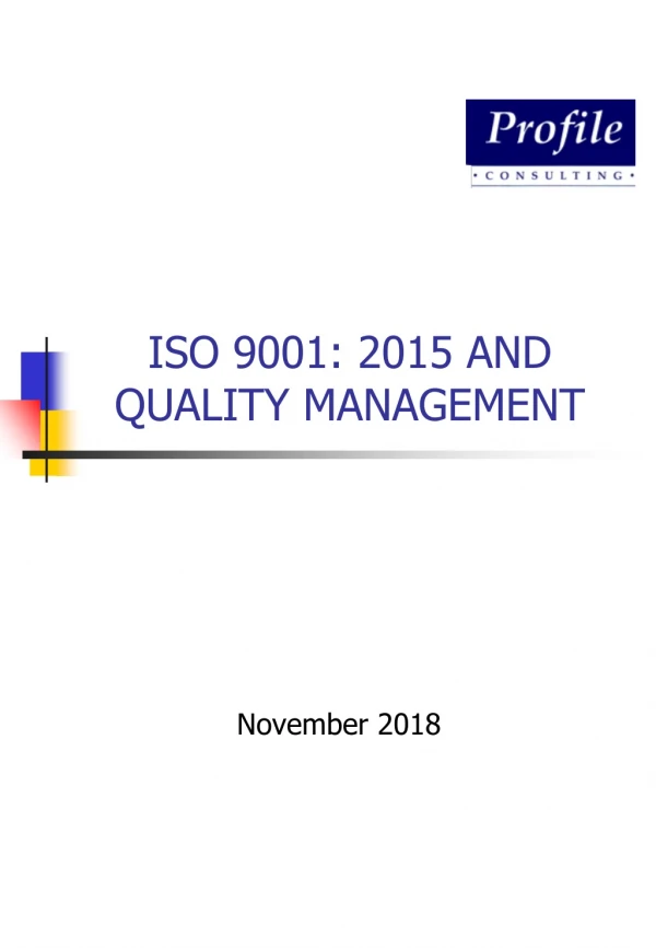 ISO 9001: 2015 AND QUALITY MANAGEMENT