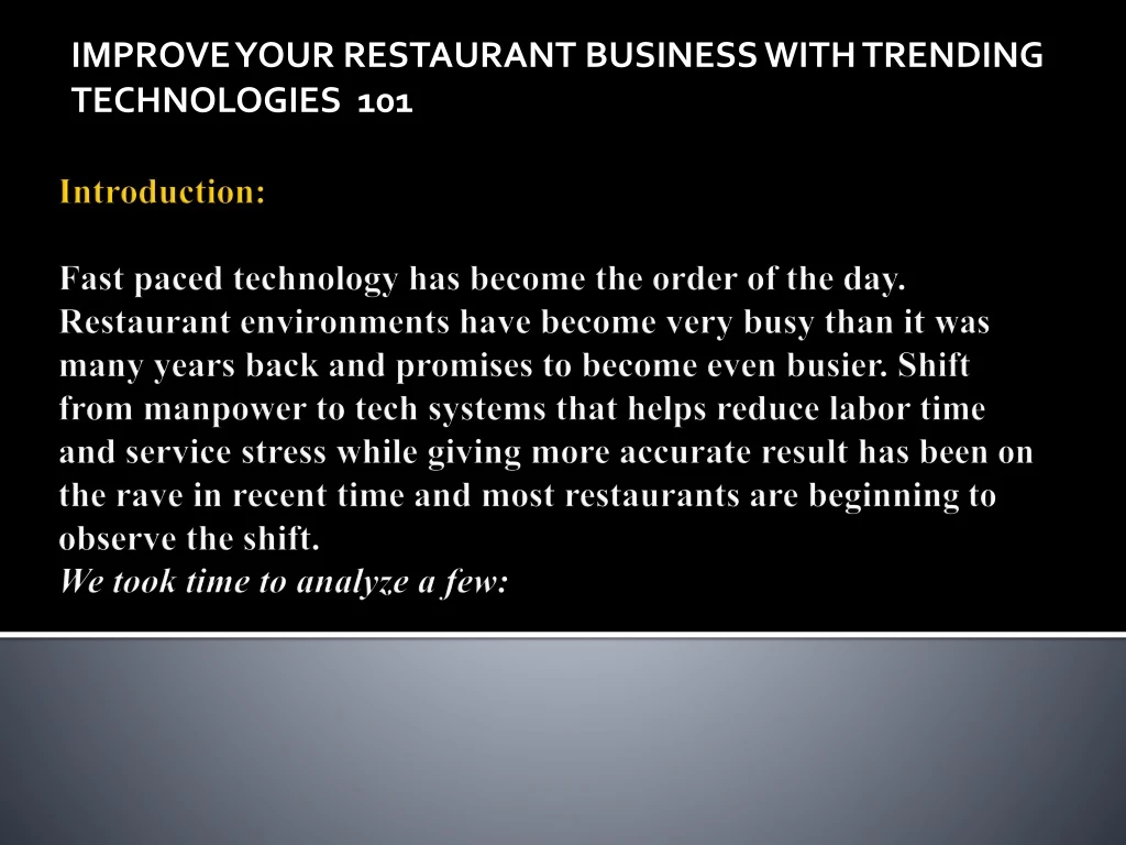 improve your restaurant business with trending technologies 101