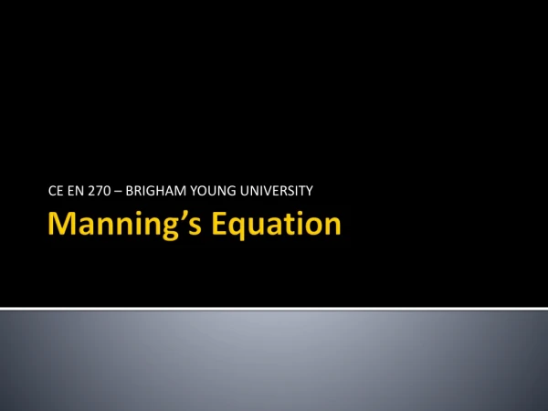 Manning’s Equation