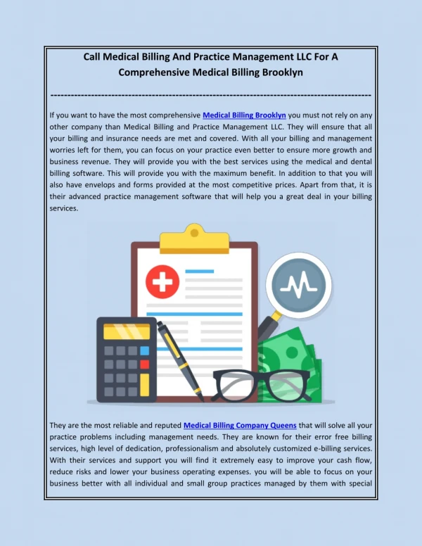 Call Medical Billing And Practice Management LLC For A Comprehensive Medical Billing Brooklyn