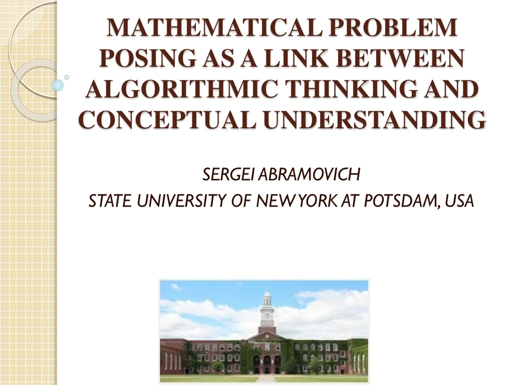 mathematical problem posing as a link between algorithmic thinking and conceptual understanding