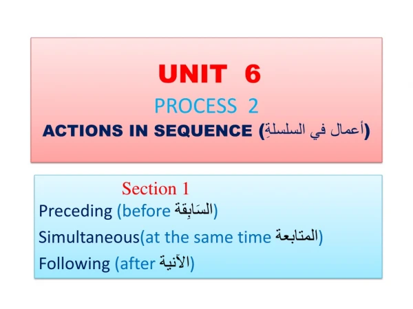 UNIT 6 PROCESS 2 ACTIONS IN SEQUENCE ( أعمال في السلسلةِ )