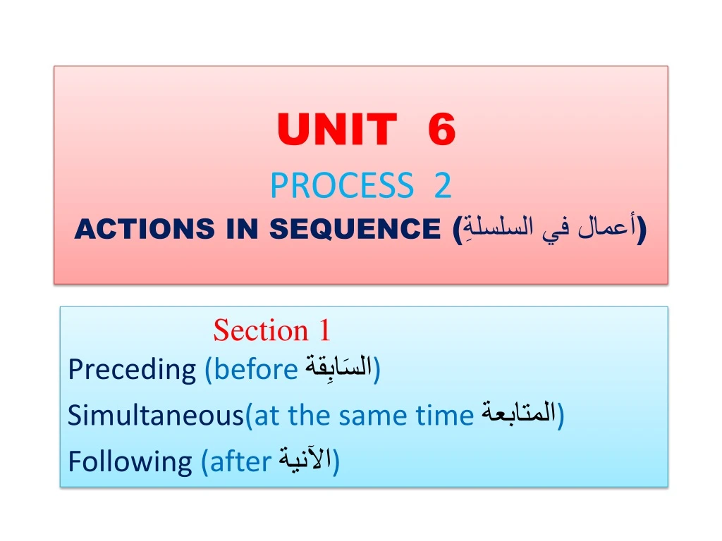 unit 6 process 2 actions in sequence