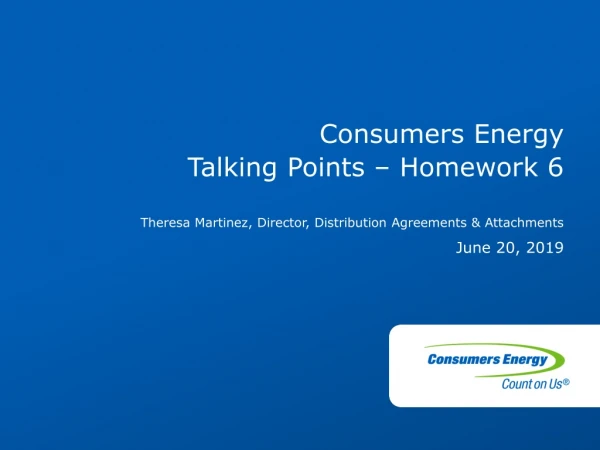 Consumers Energy Talking Points – Homework 6