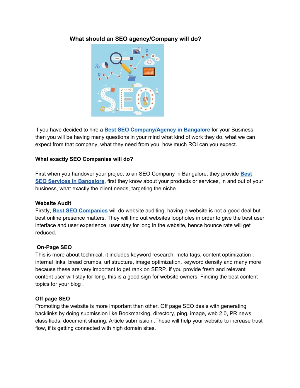 what should an seo agency company will do