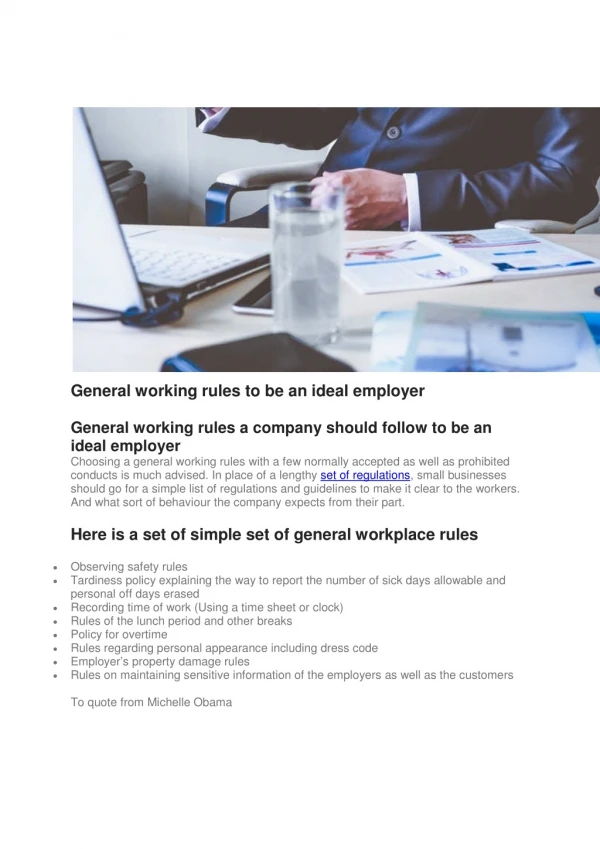 General working rules to be an ideal employer