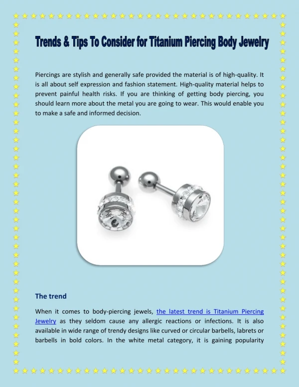 Trends & Tips To Consider for Titanium Piercing Body Jewelry