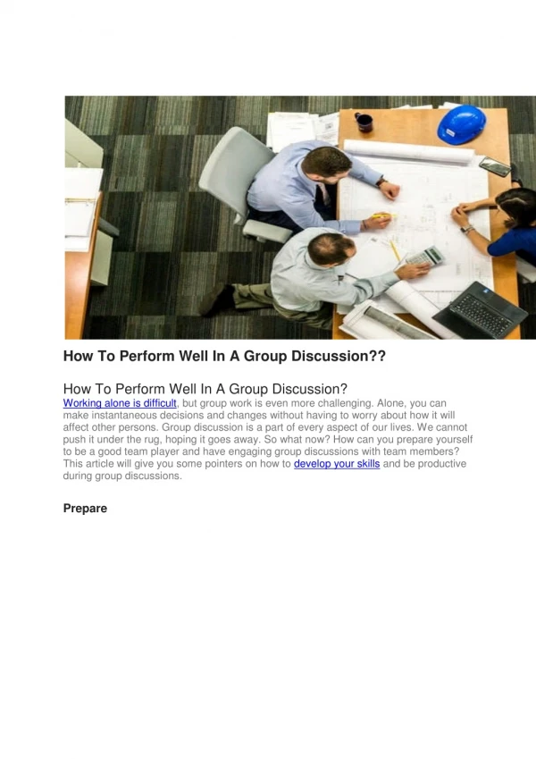 How To Perform Well In A Group Discussion??