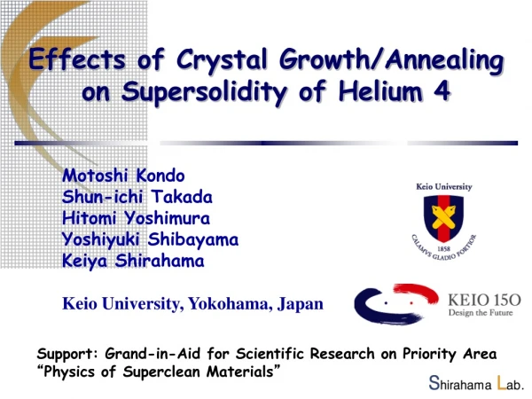 Effects of Crystal Growth/Annealing on Supersolidity of Helium 4
