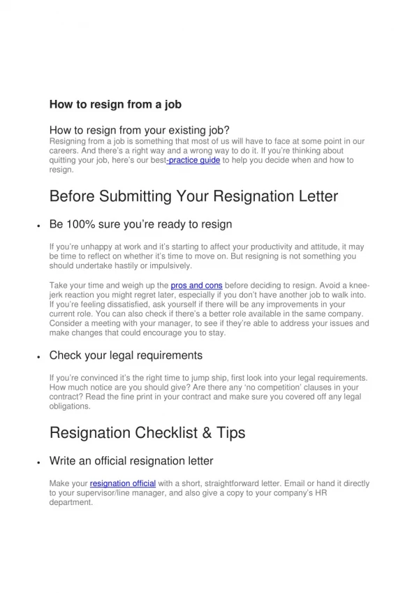 How to resign from a job