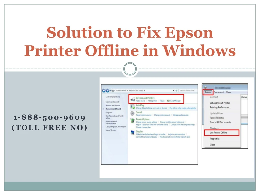 solution to fix epson printer offline in windows