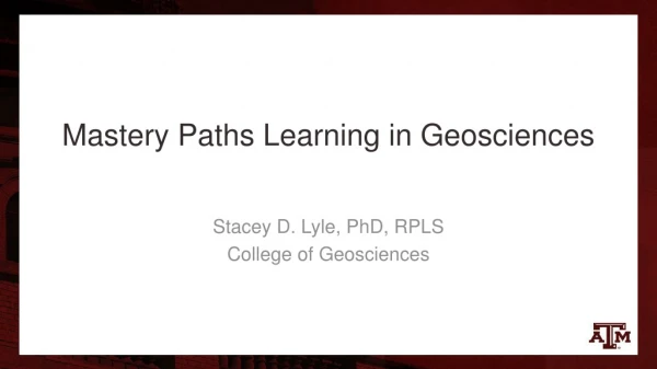 Mastery Paths Learning in Geosciences