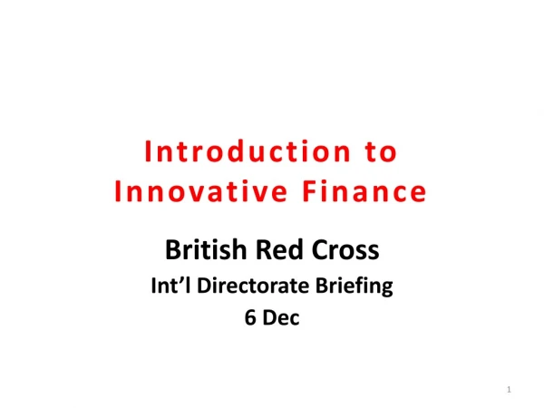 Introduction to Innovative Finance
