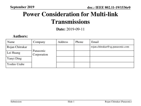 Power Consideration for Multi-link Transmissions