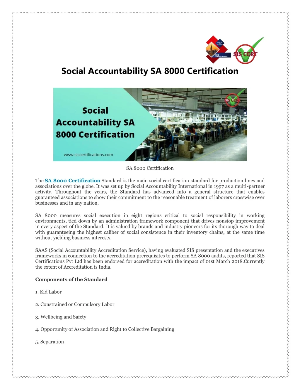 social accountability sa 8000 certification
