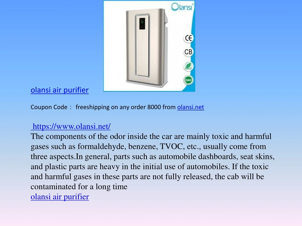 olansi air purifier coupon code freeshipping