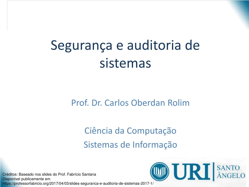 seguran a e auditoria de sistemas